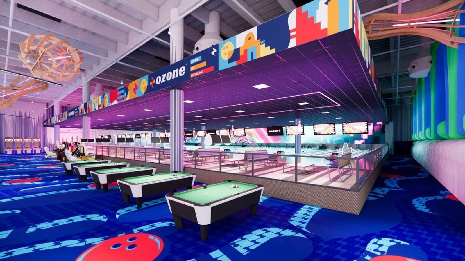 Así será la bolera del Mega Ozone Bowling