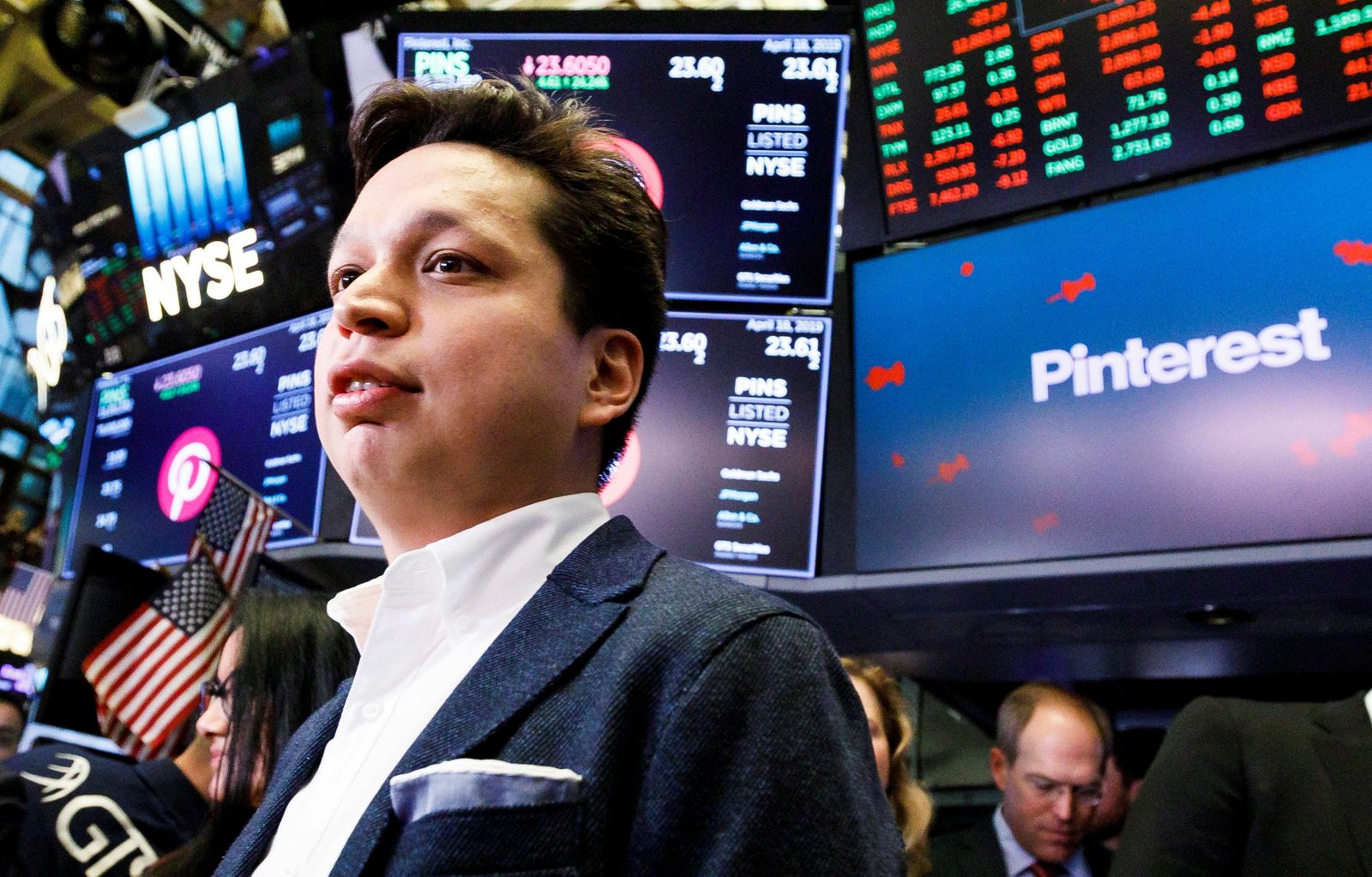El consejero delegado de Pinterest, Ben Silbermann, en Wall Street, ayer.