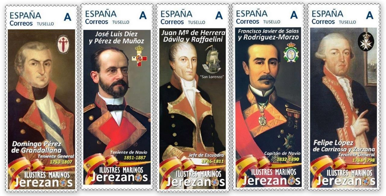 Varios de los sellos correspondientes a esta colección.