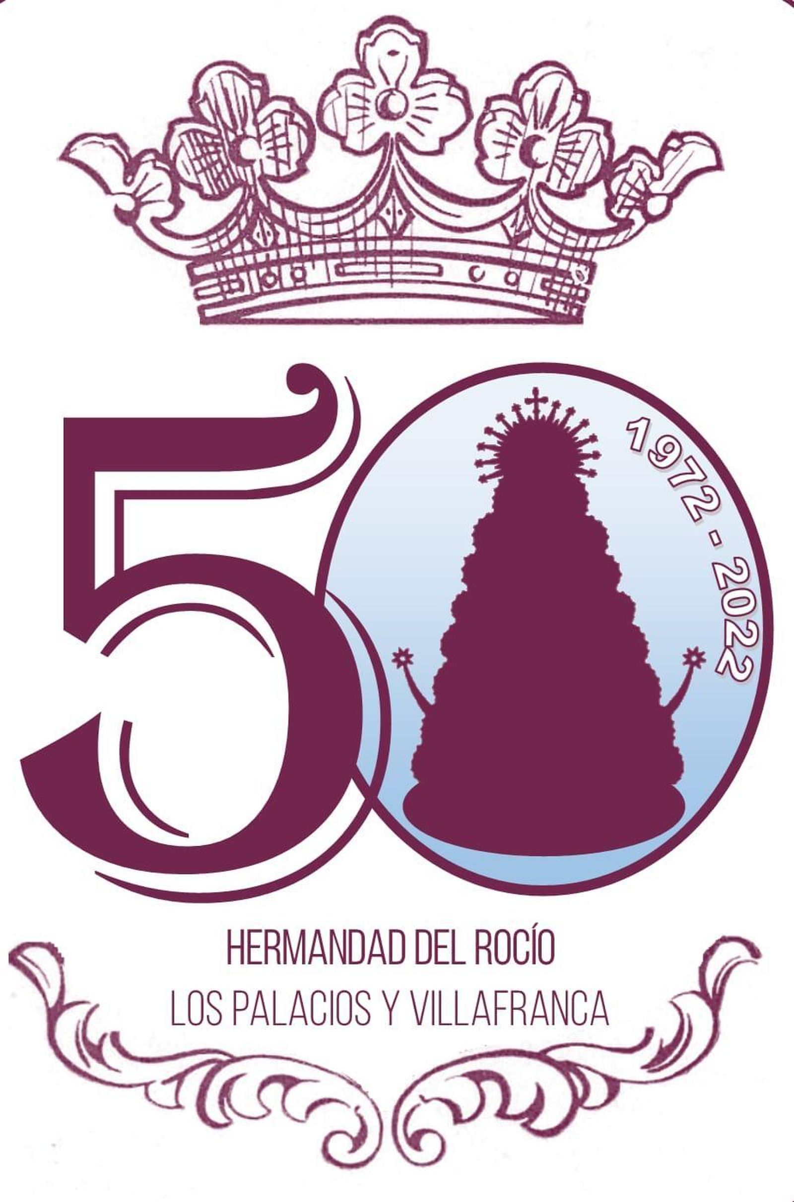 Logotipo del cincuentenario fundacional de la Hermandad del Rocío de Los Palacios