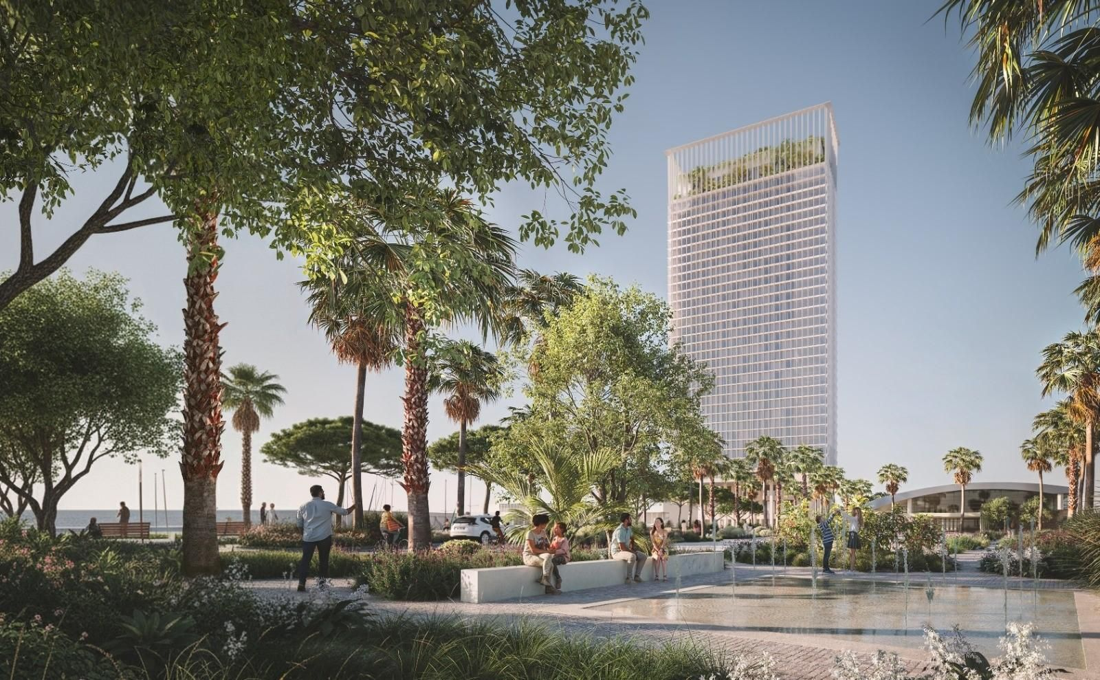 Infografía de la torre del puerto de Málaga, diseñada por Chipperfield.