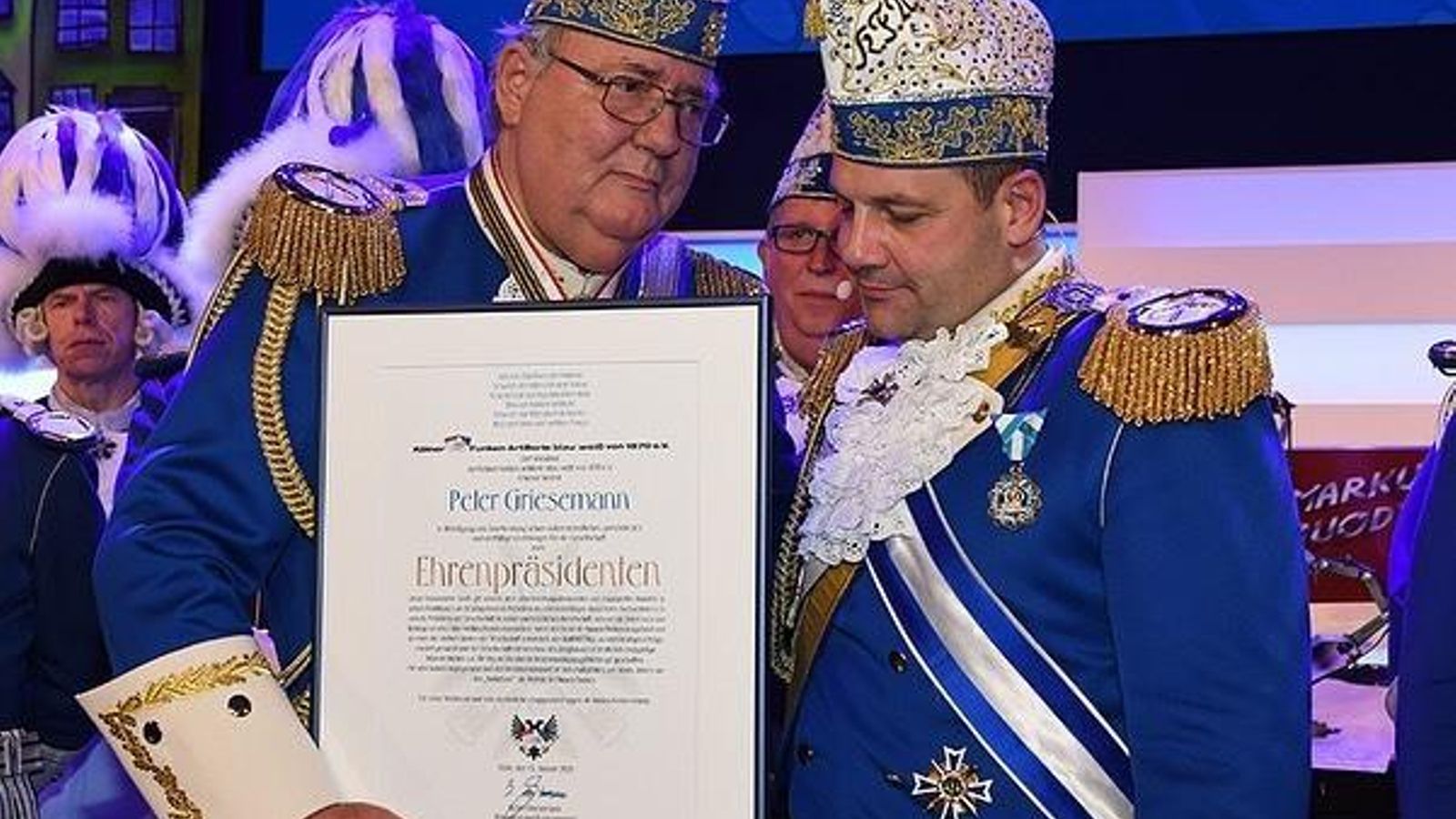 Peter Griesemann, presidente de honor de las Chispas Azules de Colonia. Peter Griesemann, presidente de honor de las Chispas Azules de Colonia.