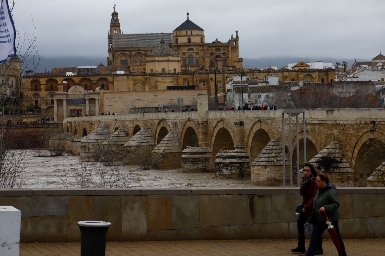 El río Guadalquivir a su paso por Córdoba tras la borrasca Kristin