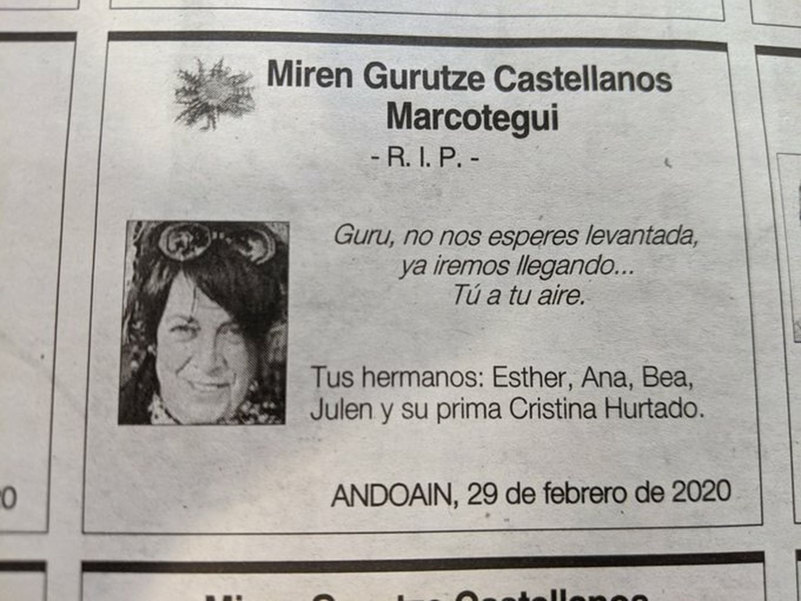 La esquela vasca que causa furor en redes