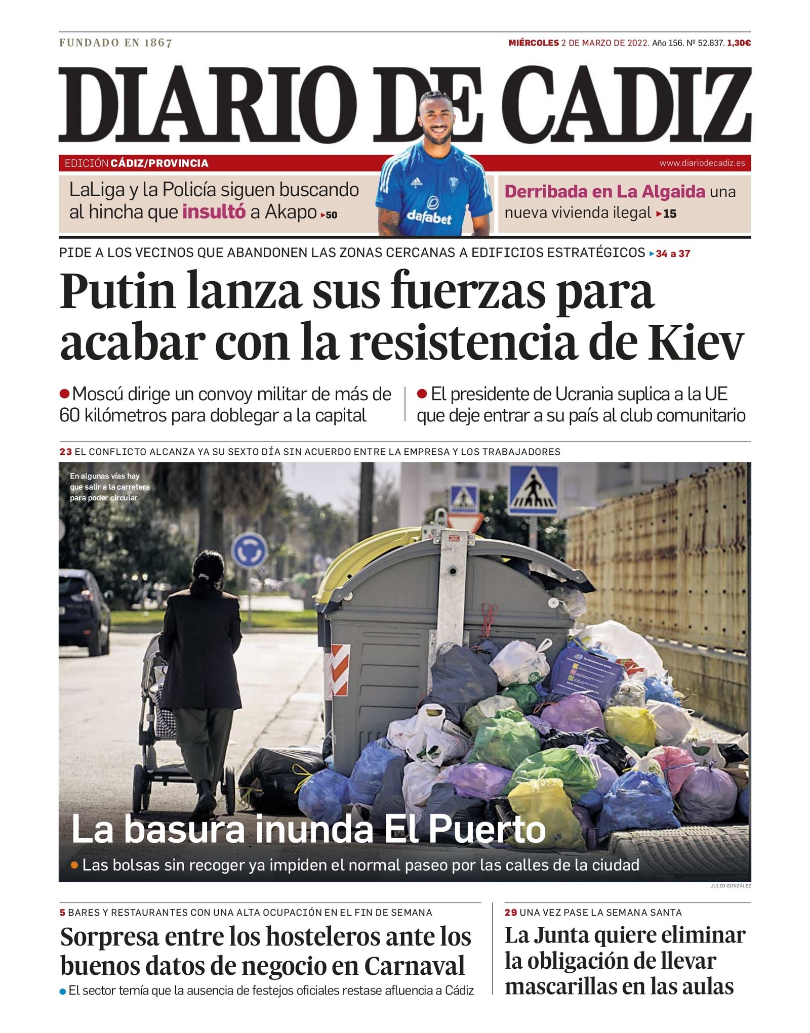 Las 22 portadas de Diario de Cádiz de 2022
