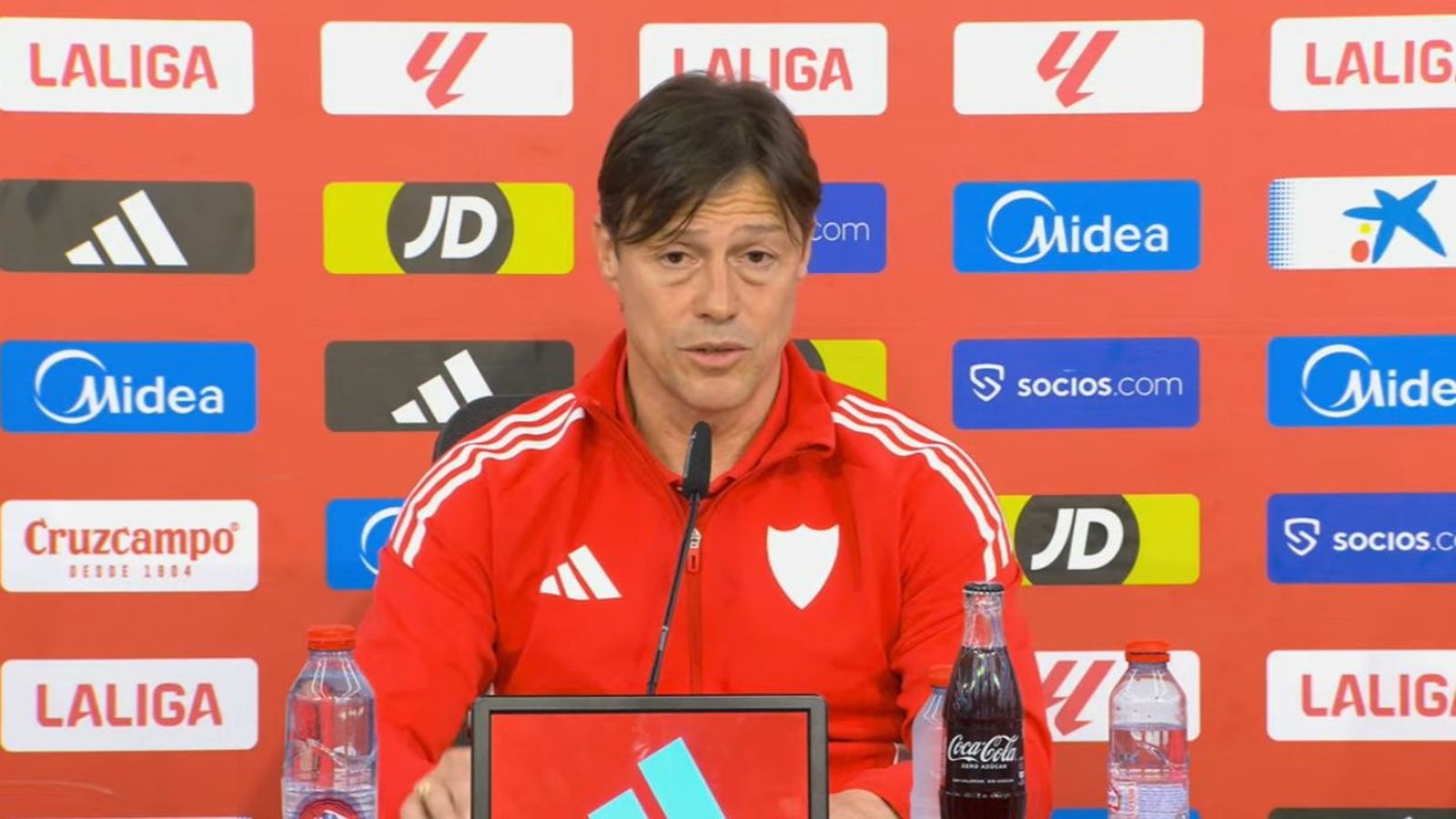 Almeyda en la rueda de prensa tras el encuentro ante el Rayo Vallecano.