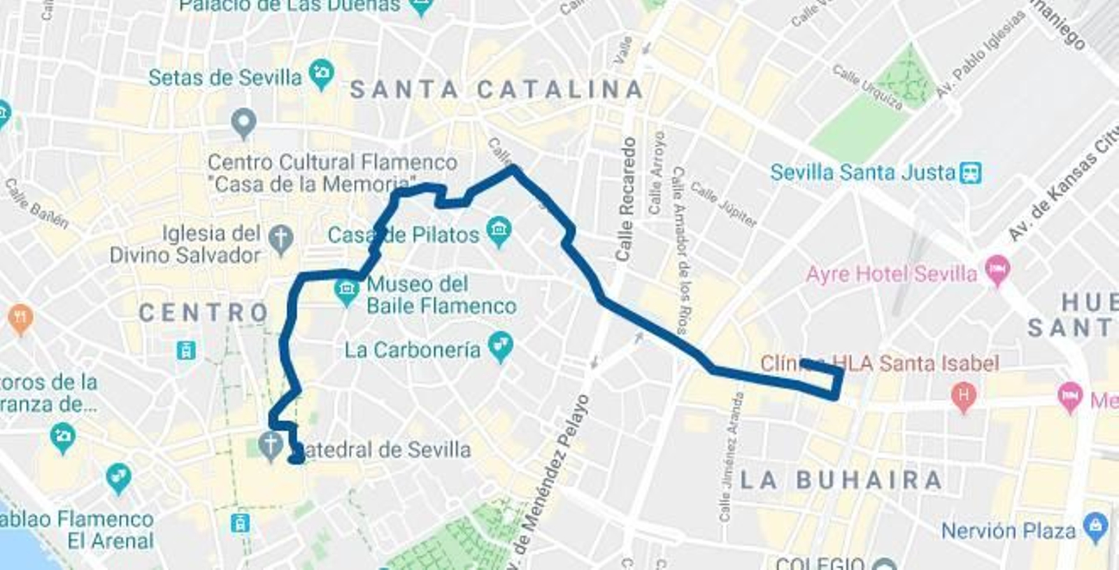 Recorrido de la procesión de regreso de la Virgen de la Encarnación de San Benito a su templo