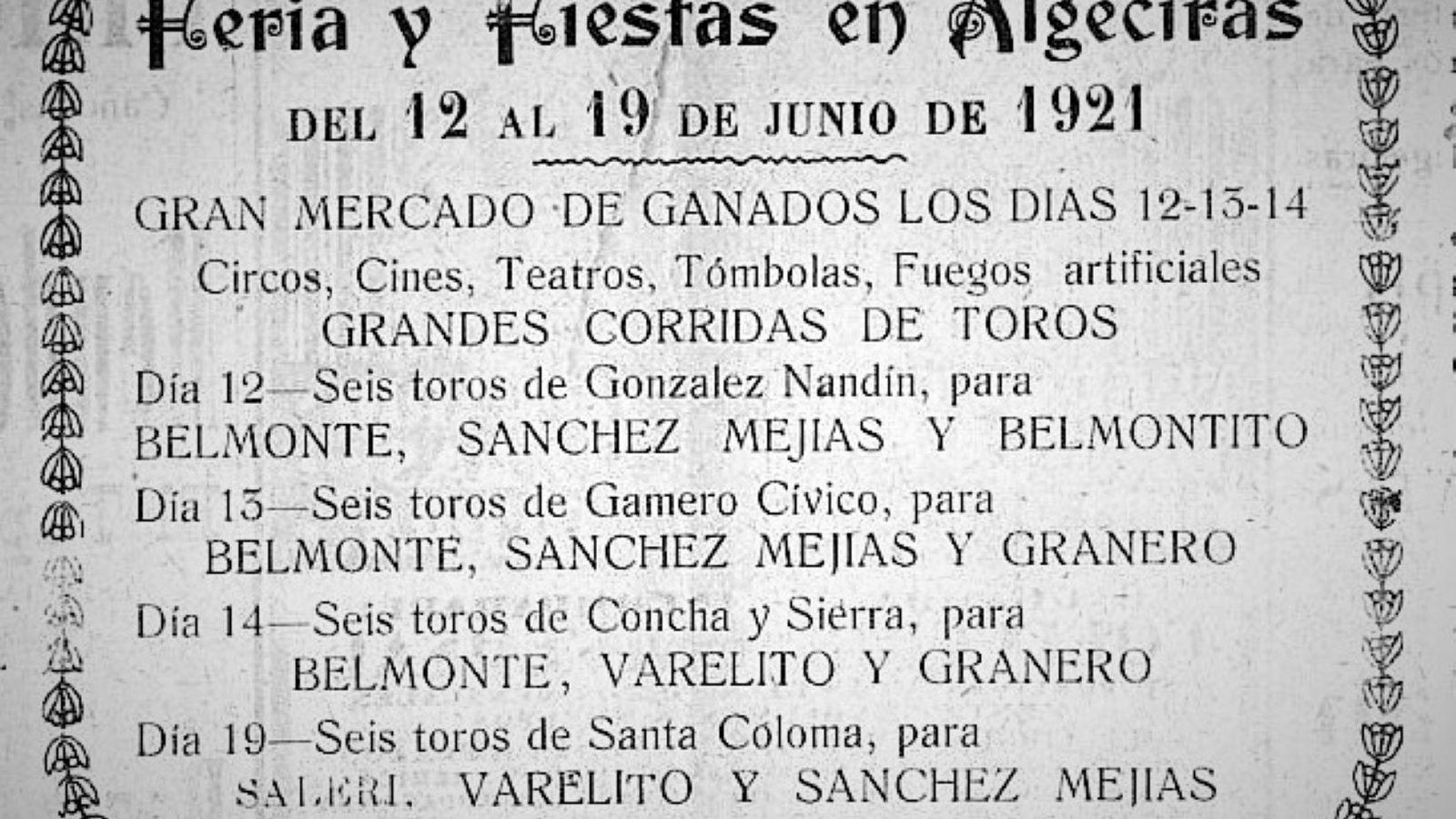 Cartel de Feria y Fiestas en Algeciras 1921