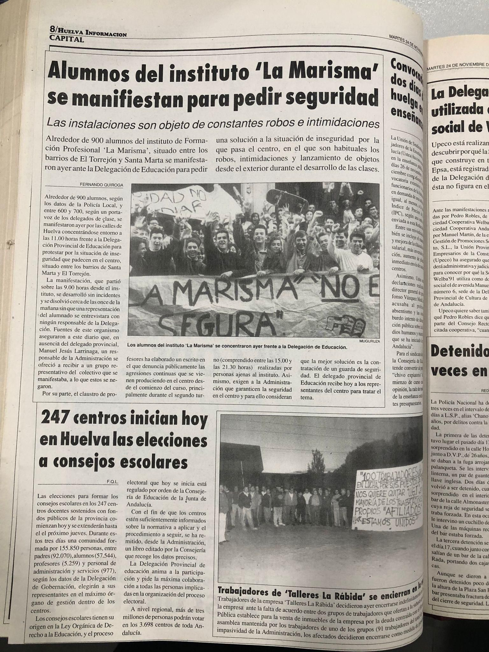 Alumnos del IES La Marisma pedían más seguridad