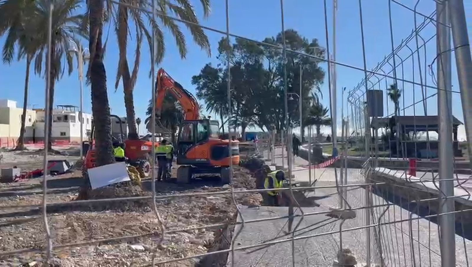 Obras en el paseo Marítimo de Pedregalejo