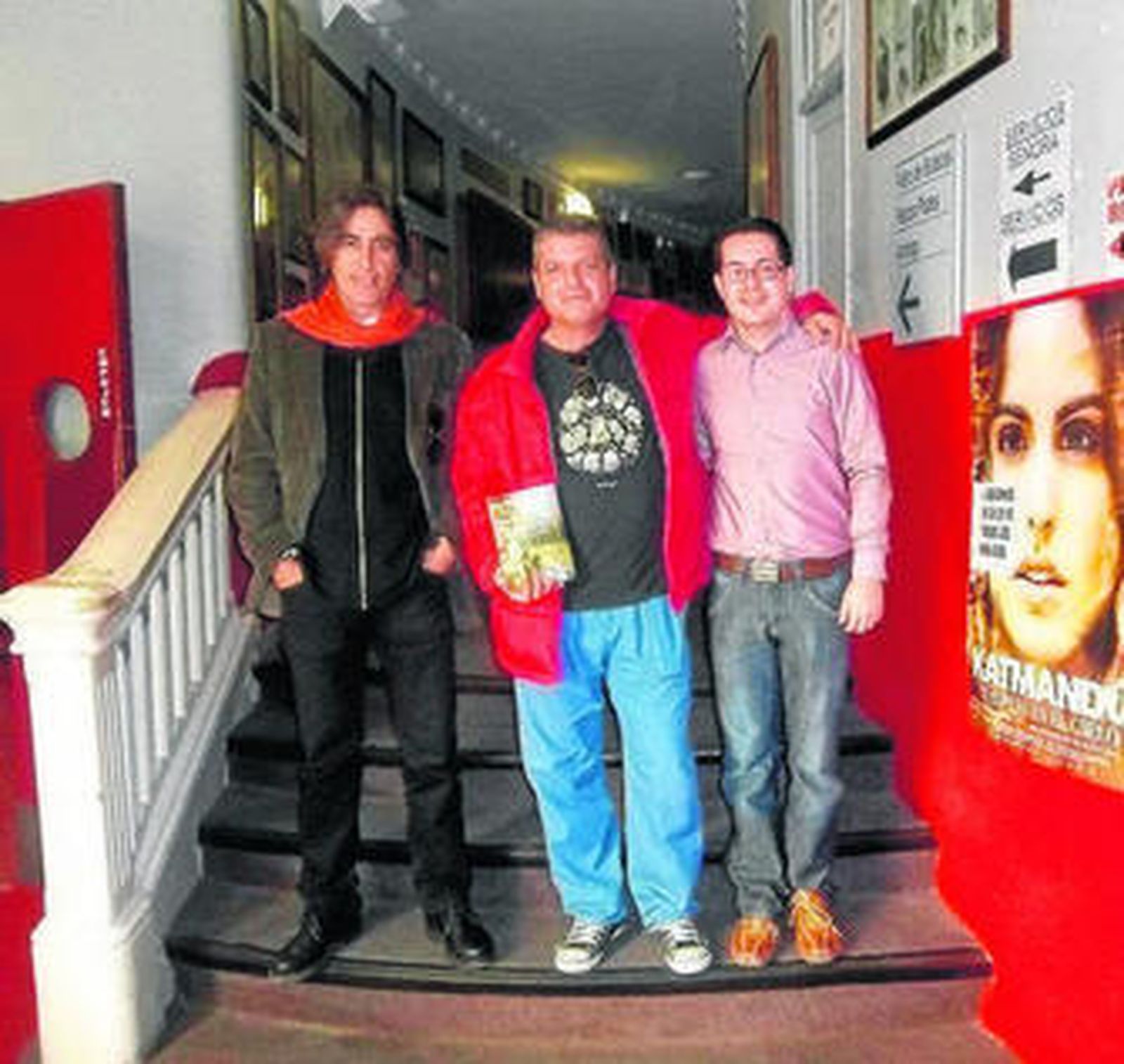 Cristóbal García entre Juan García y Alberto Cerezuela.