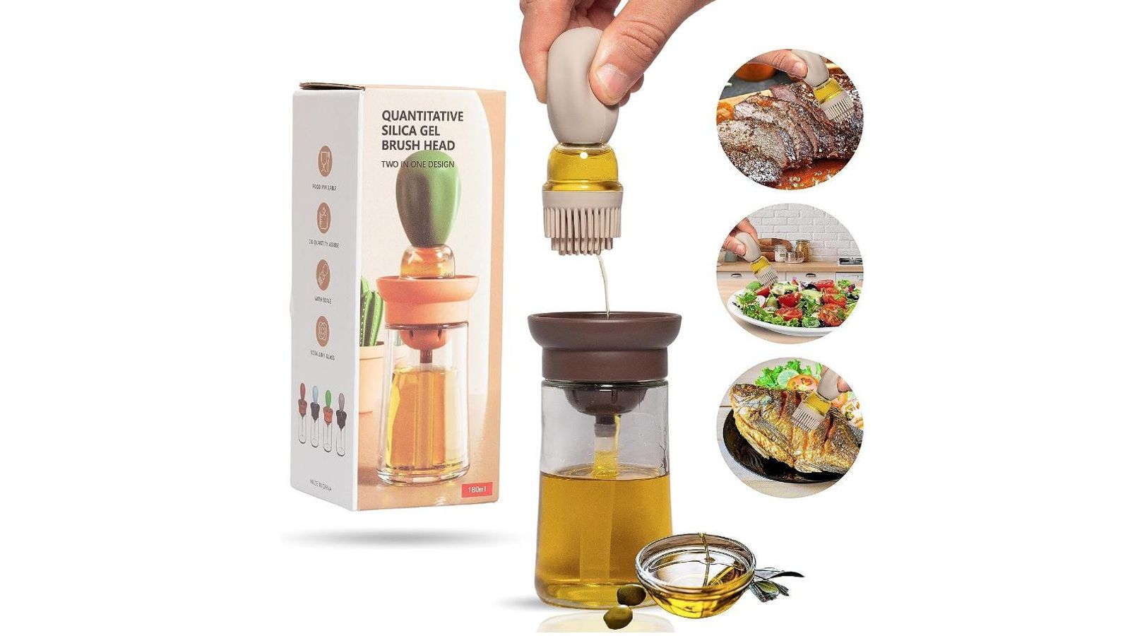 Aceitera de vidrio con brocha de silicona Ezonik