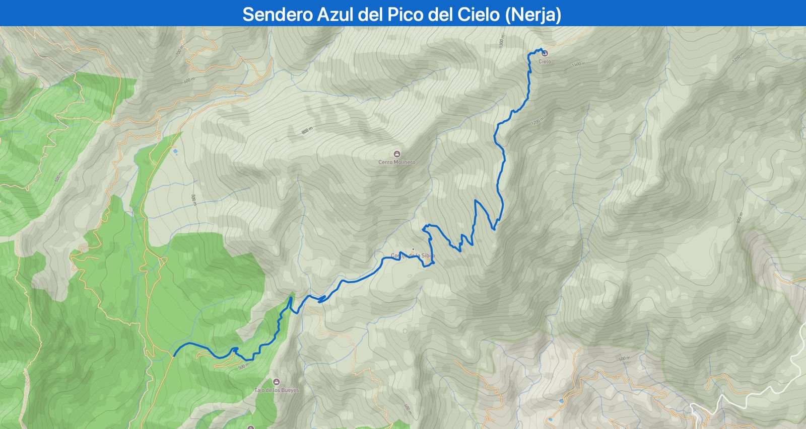 El recorrido del Sendero Azul del Pico del Cielo en Nerja.