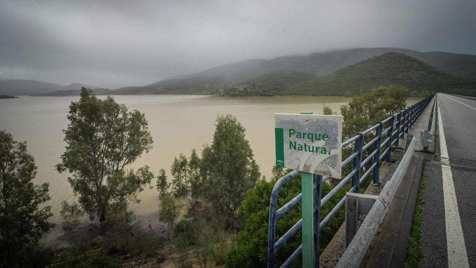 Embalse de Guadalcacín, a mediados del mes de febrero, tras las borrascas.