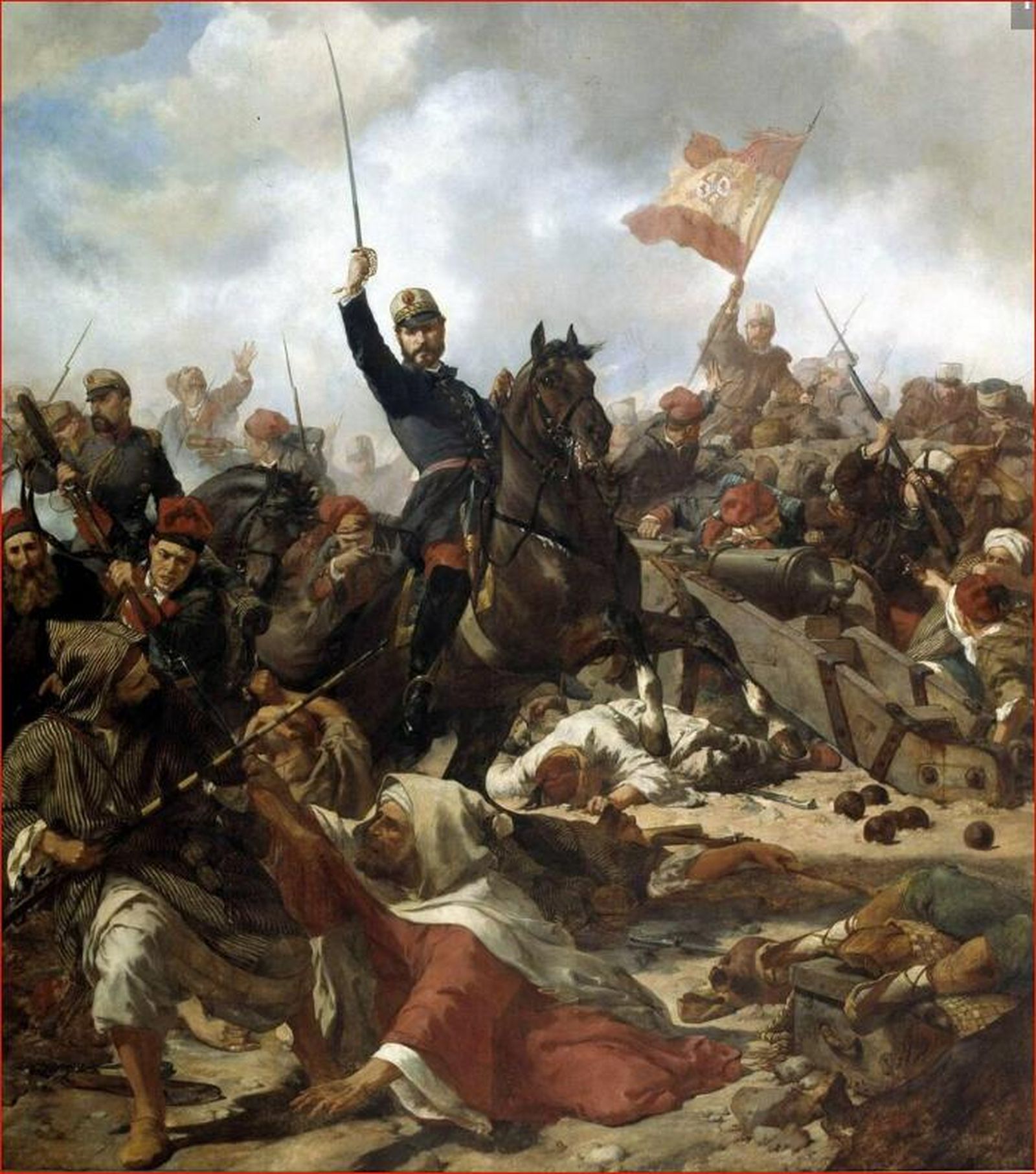 2. 'El general Prim en la guerra de África', 1865, óleo de Francisco Sans Cabot. Palacio de la Capitanía General, Barcelona.