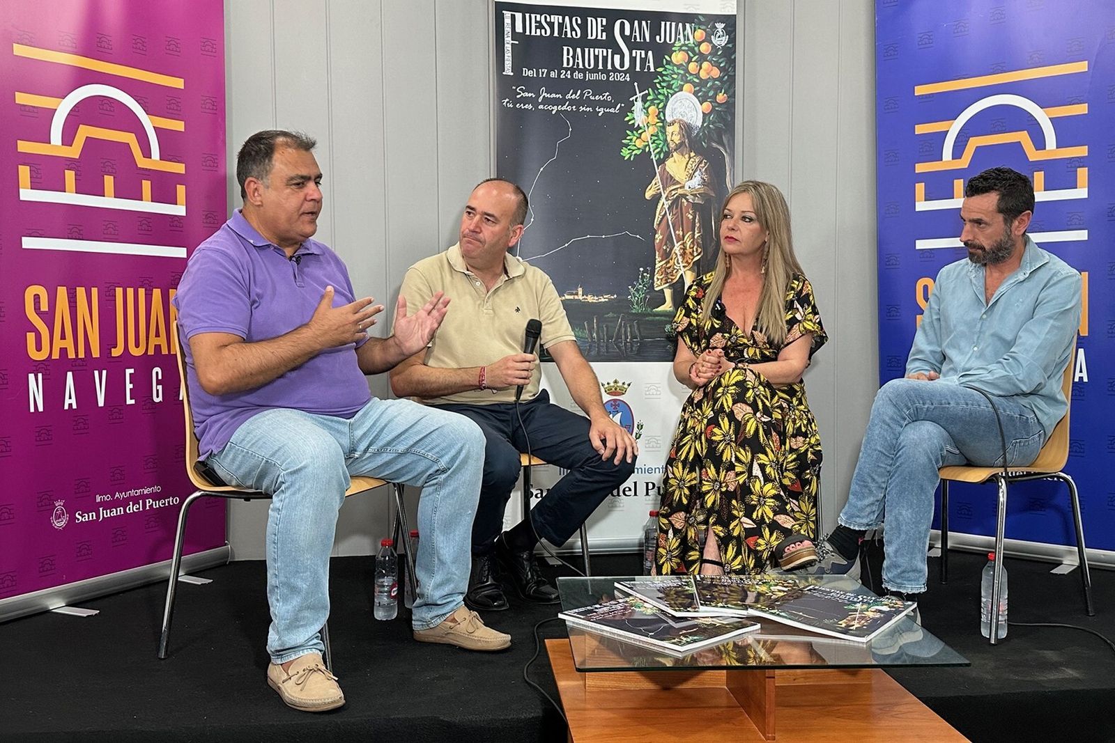 Juan Pérez, Rocío Cárdenas y  Miguel Beltrán en el programa presentando las Fiestas Patronales.
