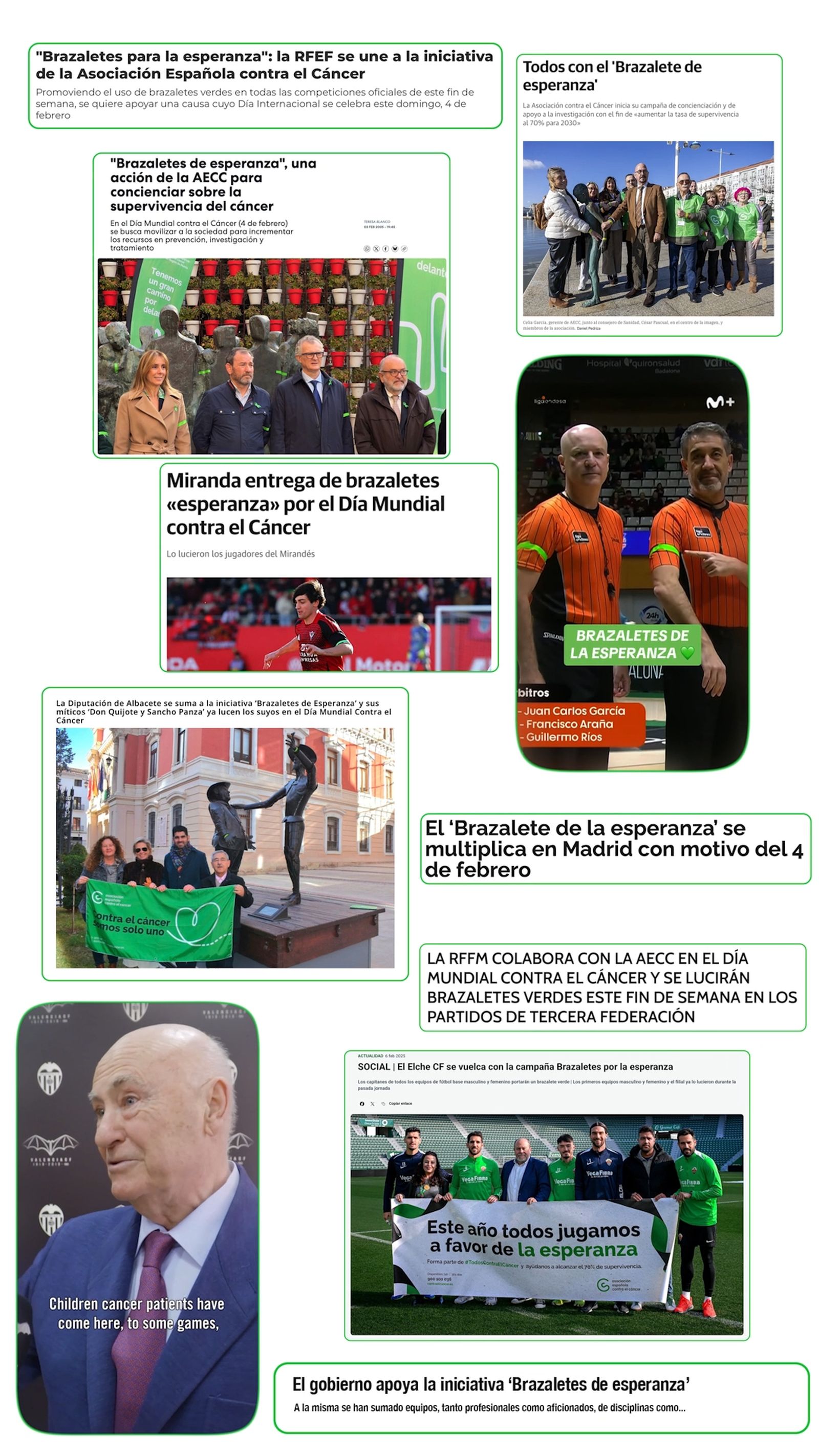 El deporte malagueño lucirá brazaletes verdes para avanzar en una atención "más humana e integral" del cáncer