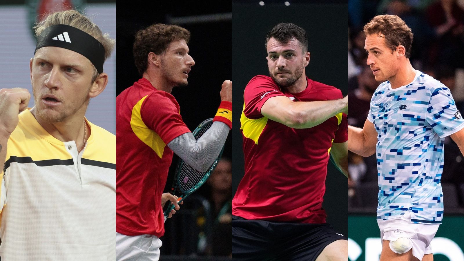 Los tenistas españoles Alejandro Davidovich, Pablo Carreño, Pedro Martínez y Roberto Carballés.