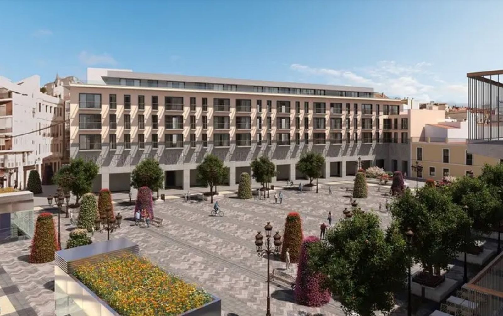 Imagen virtual de la futura Plaza Mayor en el solar del antiguo mercado del Carmen.