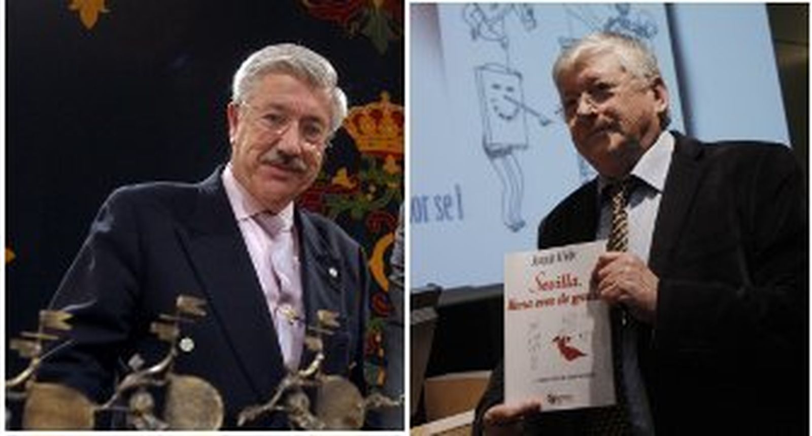 Antonio Bustos (i), director del Curso de Temas Sevillanos, y Joaquín Arbide (d), en la presentación de uno de sus libros.