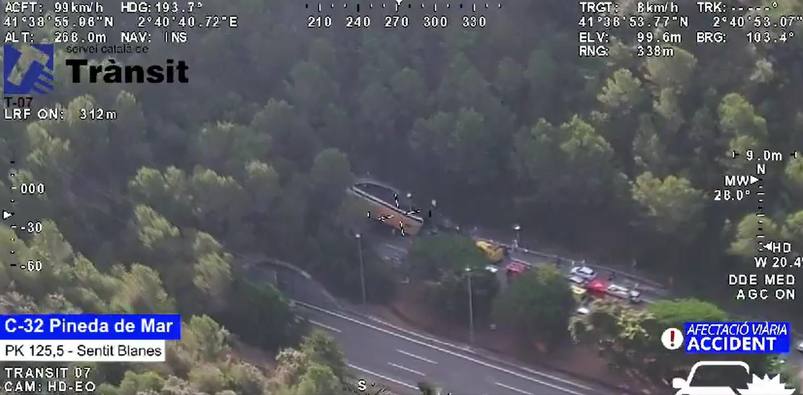 Tres heridos en un accidente de autobús en Cataluña.