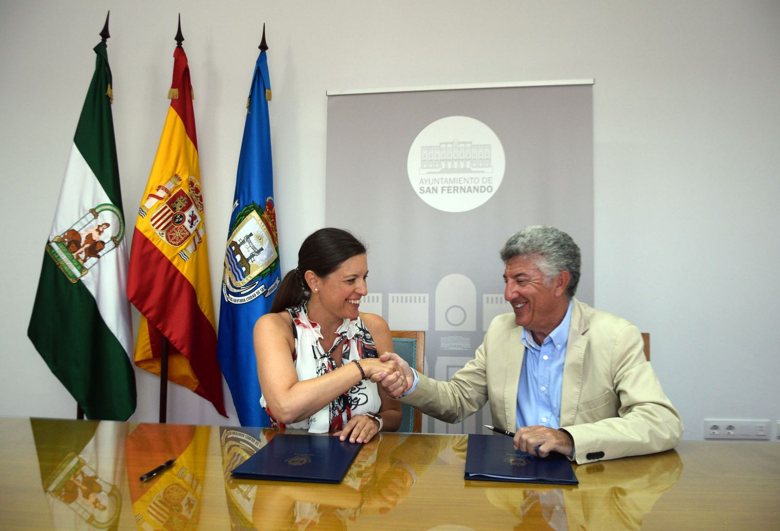 Cavada y Luna, tras la firma del convenio entre Ayuntamiento y Acosafe.