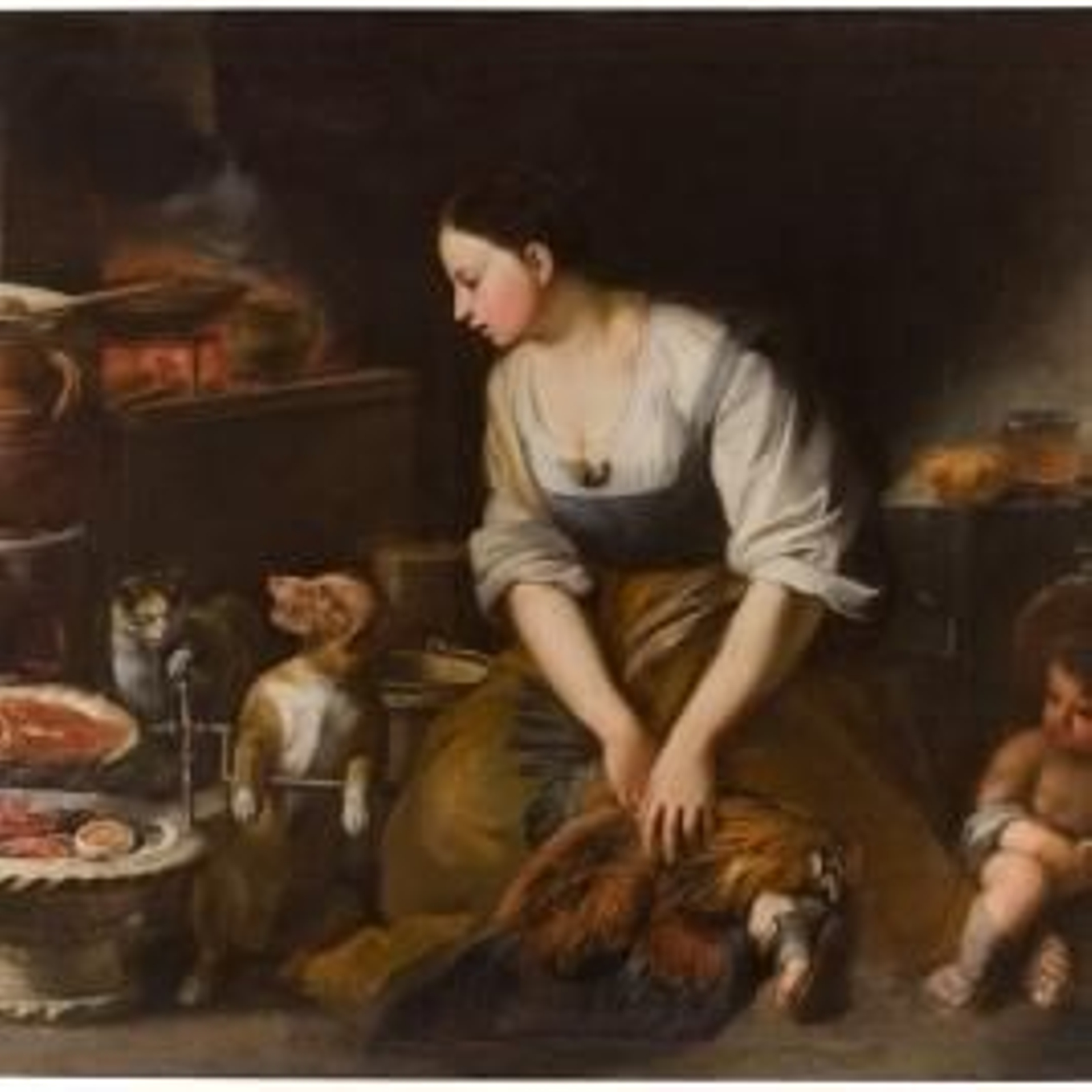 'Bodegón con cocinera' que Valdivieso atribuye a Juan Simón  Gutiérrez