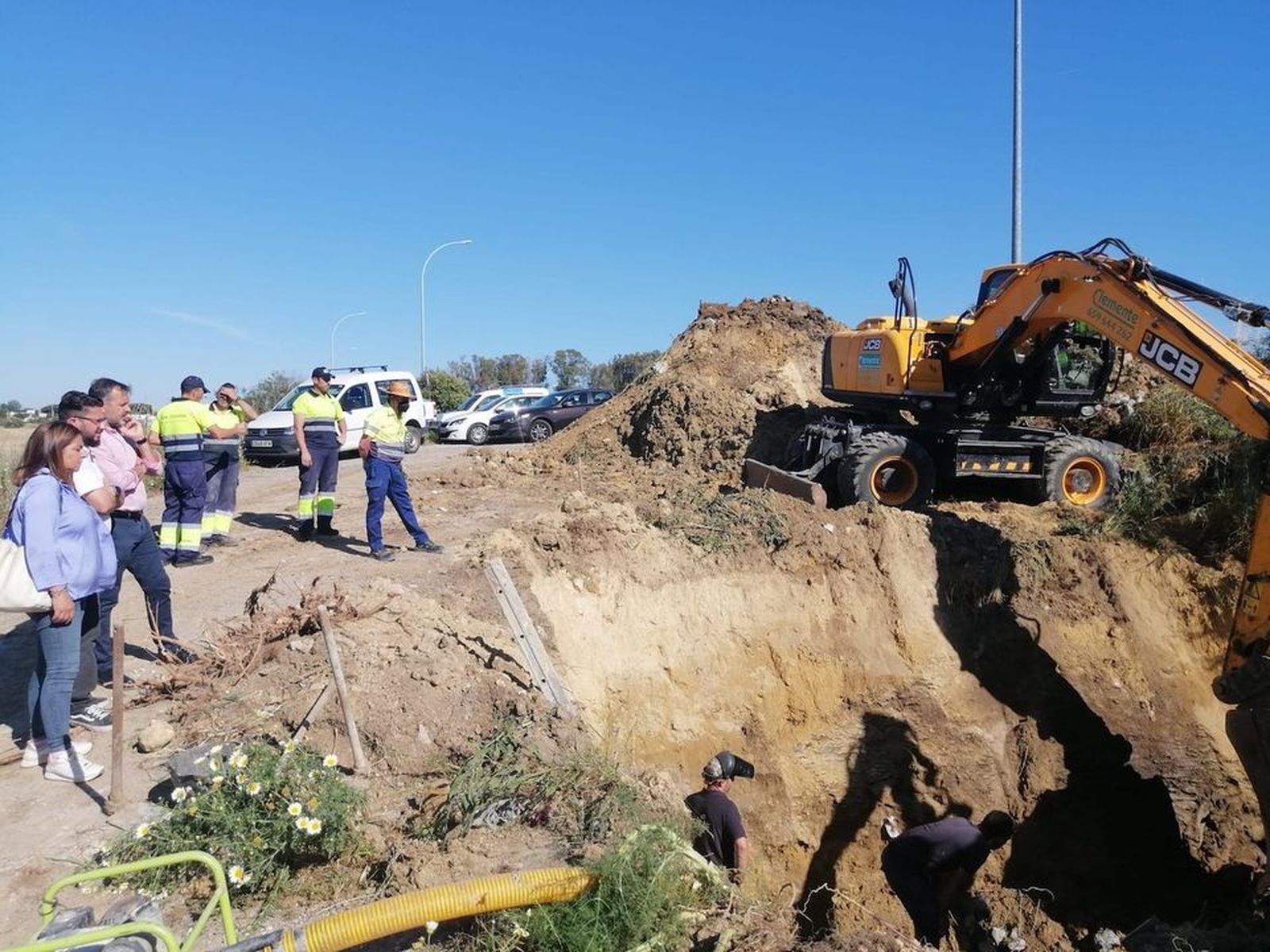 Obras de reparación de la tubería que ha dejado sin agua a Vejer y Conil