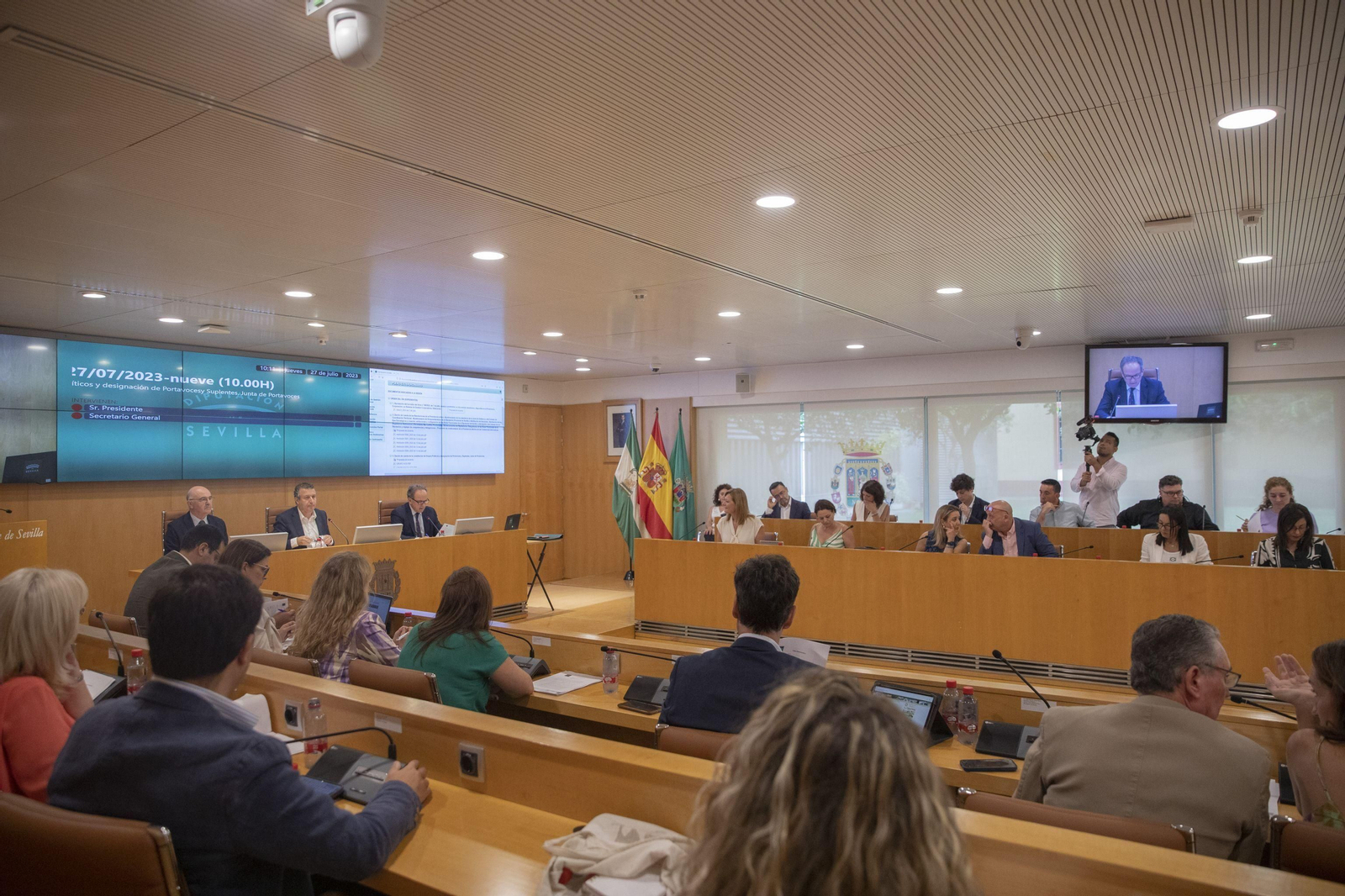 Primer pleno del mandato 2023-27 en la Diputación de Sevilla.