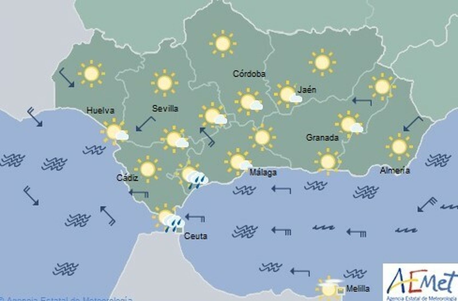 Previsión de Aemet para este miércoles.