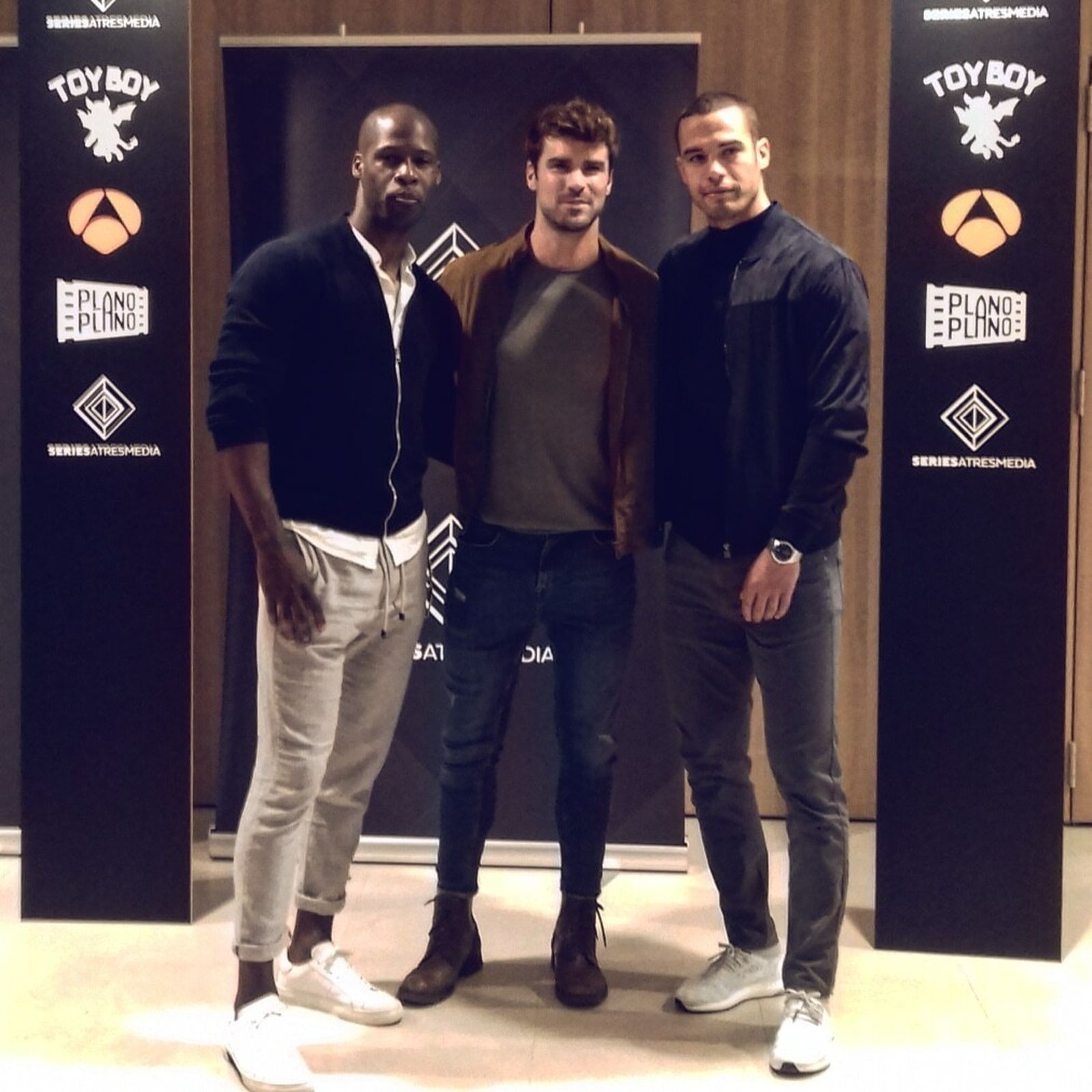 Tres prometedores actores de ‘Toy Boy’: Raudel Raul Martiato, José de la Torre y Jesús Mosquera, este jueves.