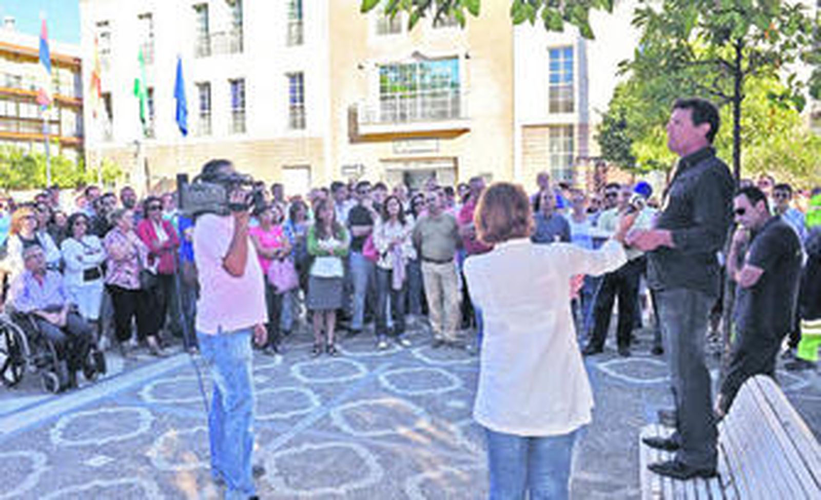Asamblea de trabajadores del Ayuntamiento de Los Palacios del pasado otoño, tras varios meses sin cobrar las nóminas.