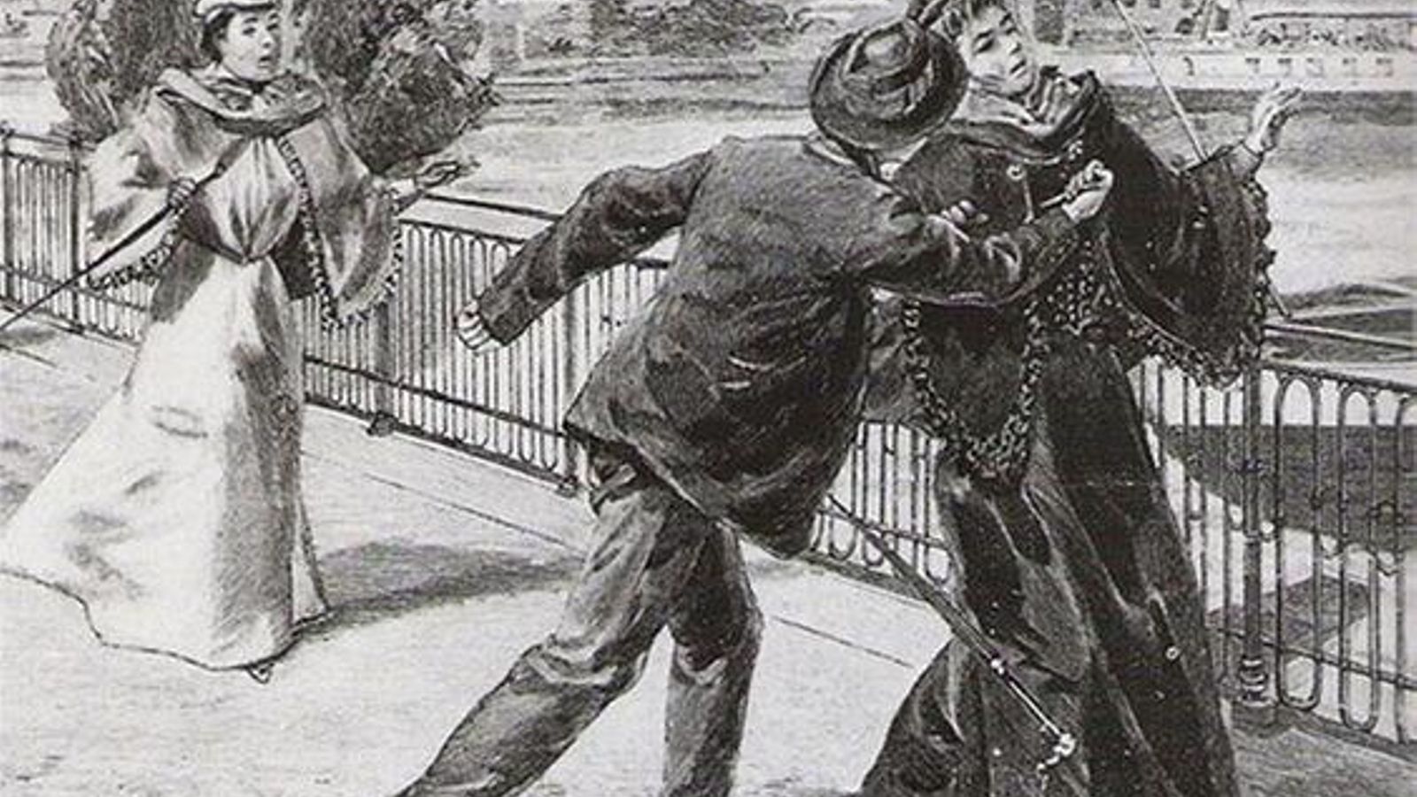 Grabado con el magnicido de Sissí acaecido en  Ginebra en 1898