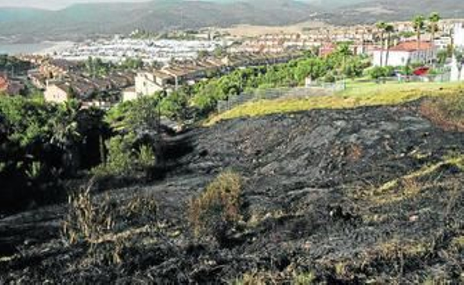 Imagen general de la zona arrasada por el incendio en la madrugada del martes, ayer por la mañana.