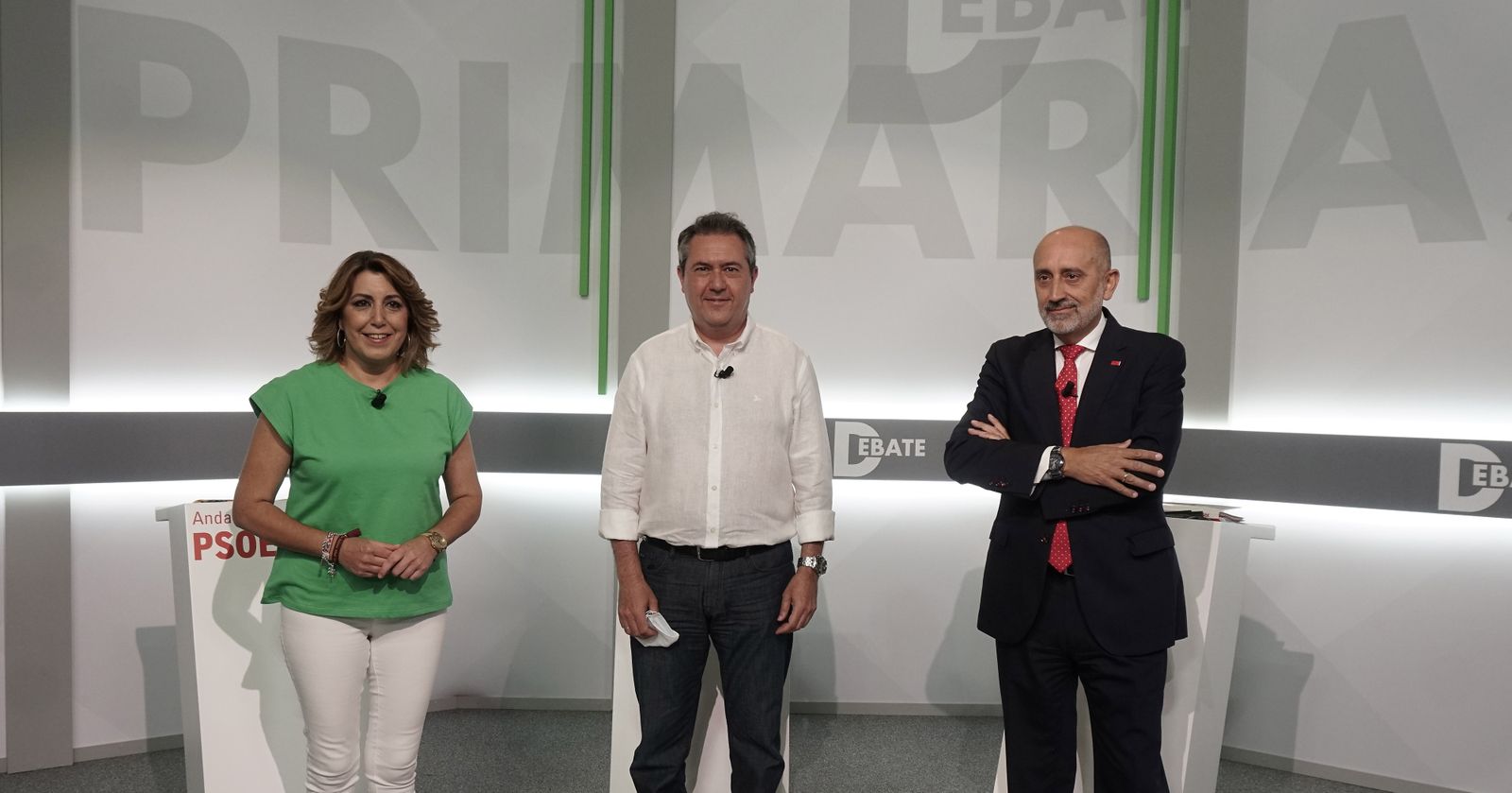 Susana Díaz , Juan Espadas  y Luis Ángel Hierro