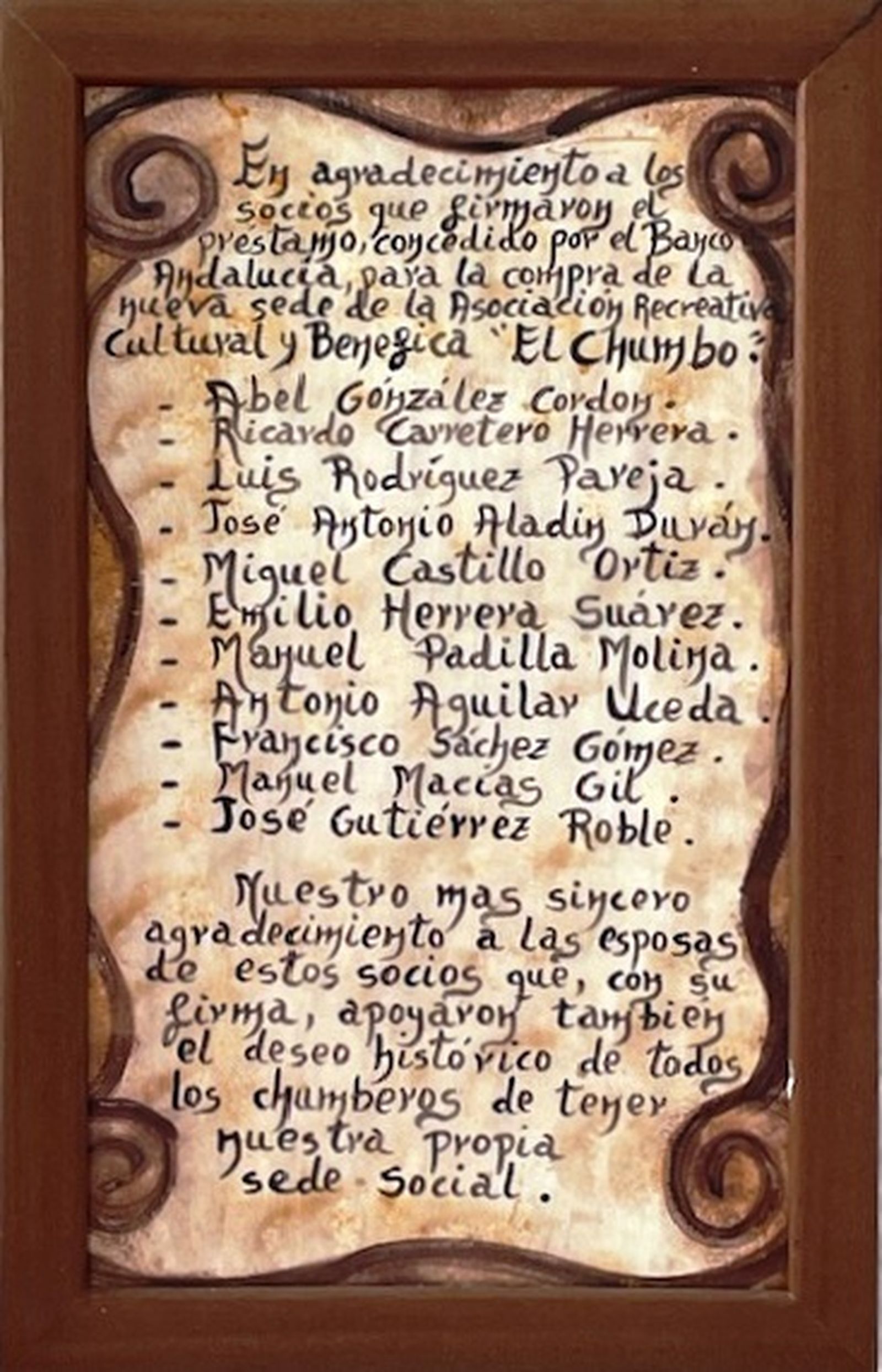 La placa del Chumbo.