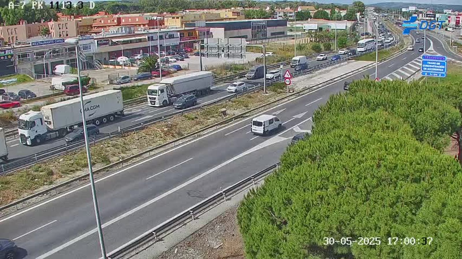 Situación de la A-7 el viernes 30 de mayo a las 17:00 horas.