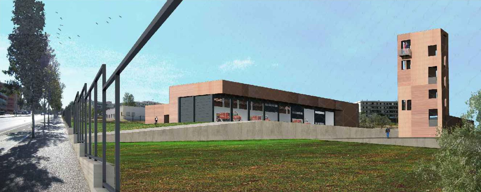 Recreación del futuro parque de bomberos.