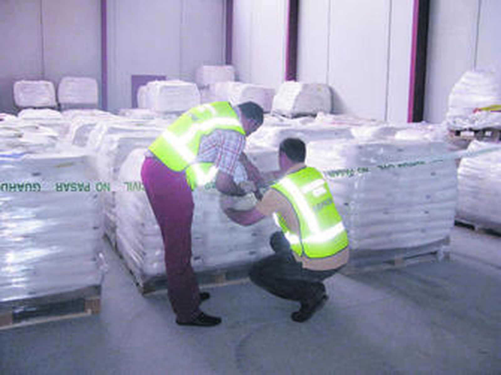 Agentes del Seprona examinan el material aprehendido.