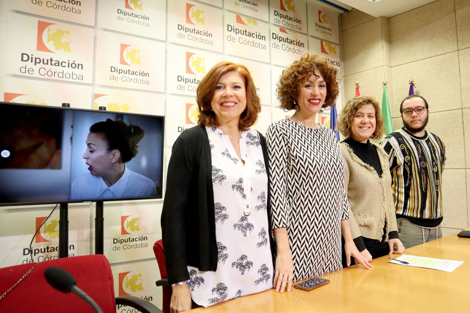Carmen Jurado, Ángela Conde, Alba Doblas y Berto León, en la presentación.
