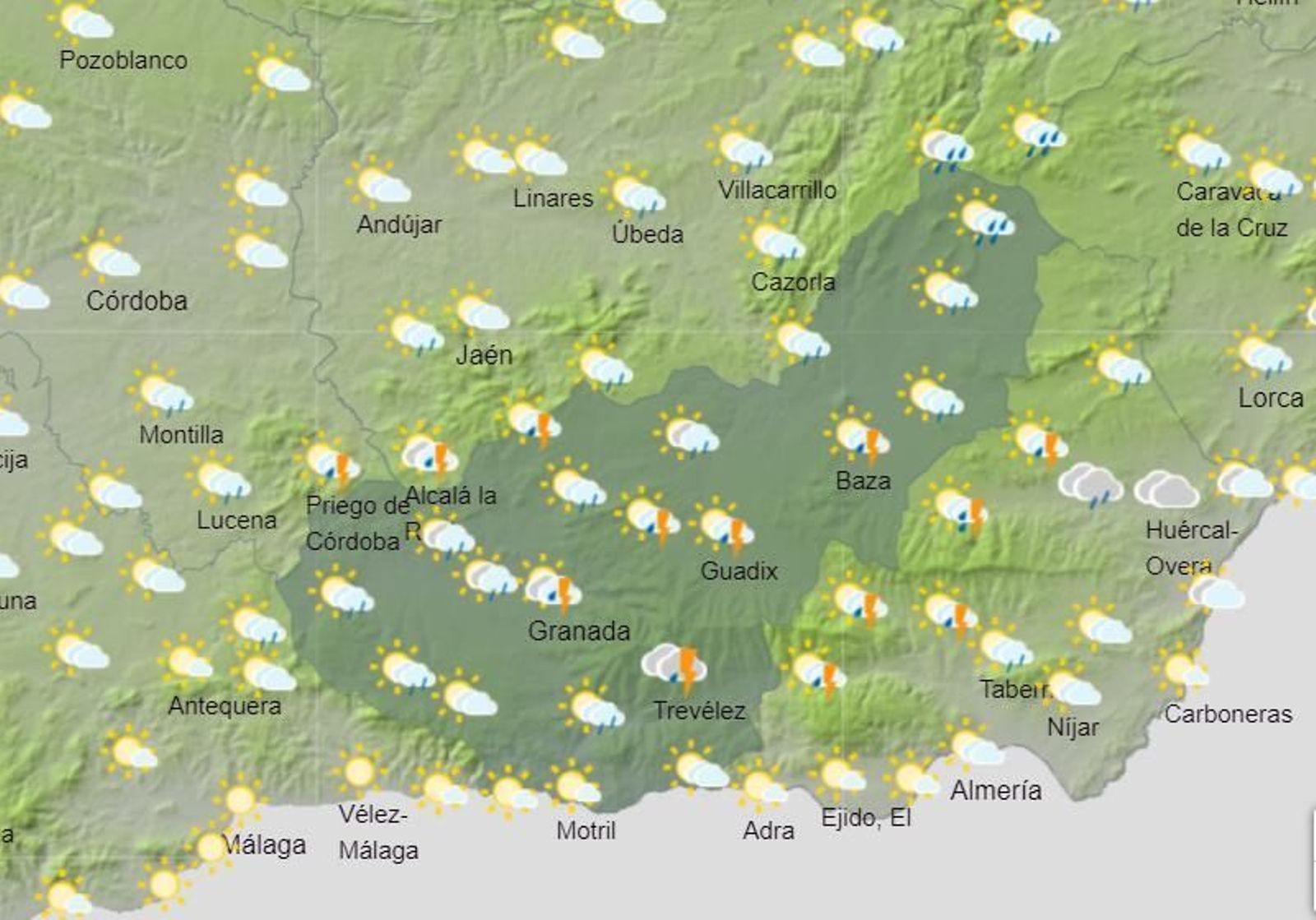 Tiempo en Granada | Calor veraniego y chubascos intensos durante el fin de semana