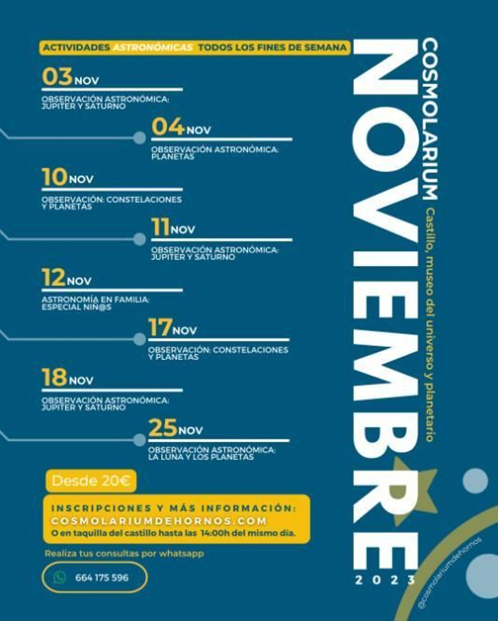 Actividades para disfrutar en familia y conocer el cosmos en noviembre.