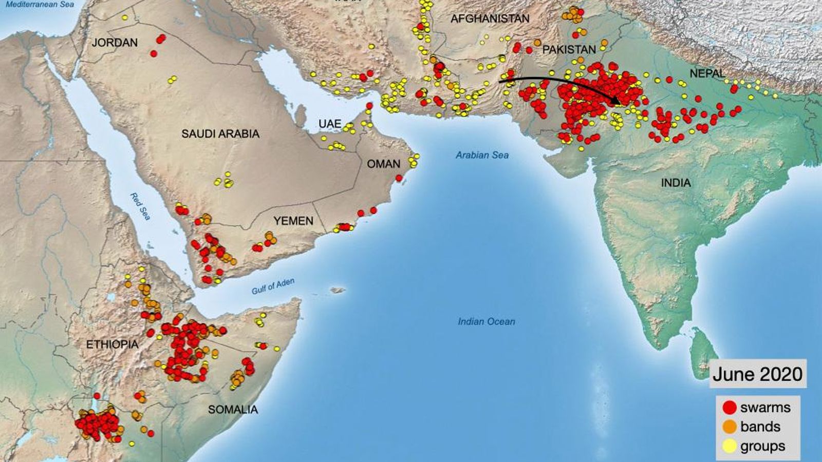 Mapa de la ONU de la situación a finales de junio.