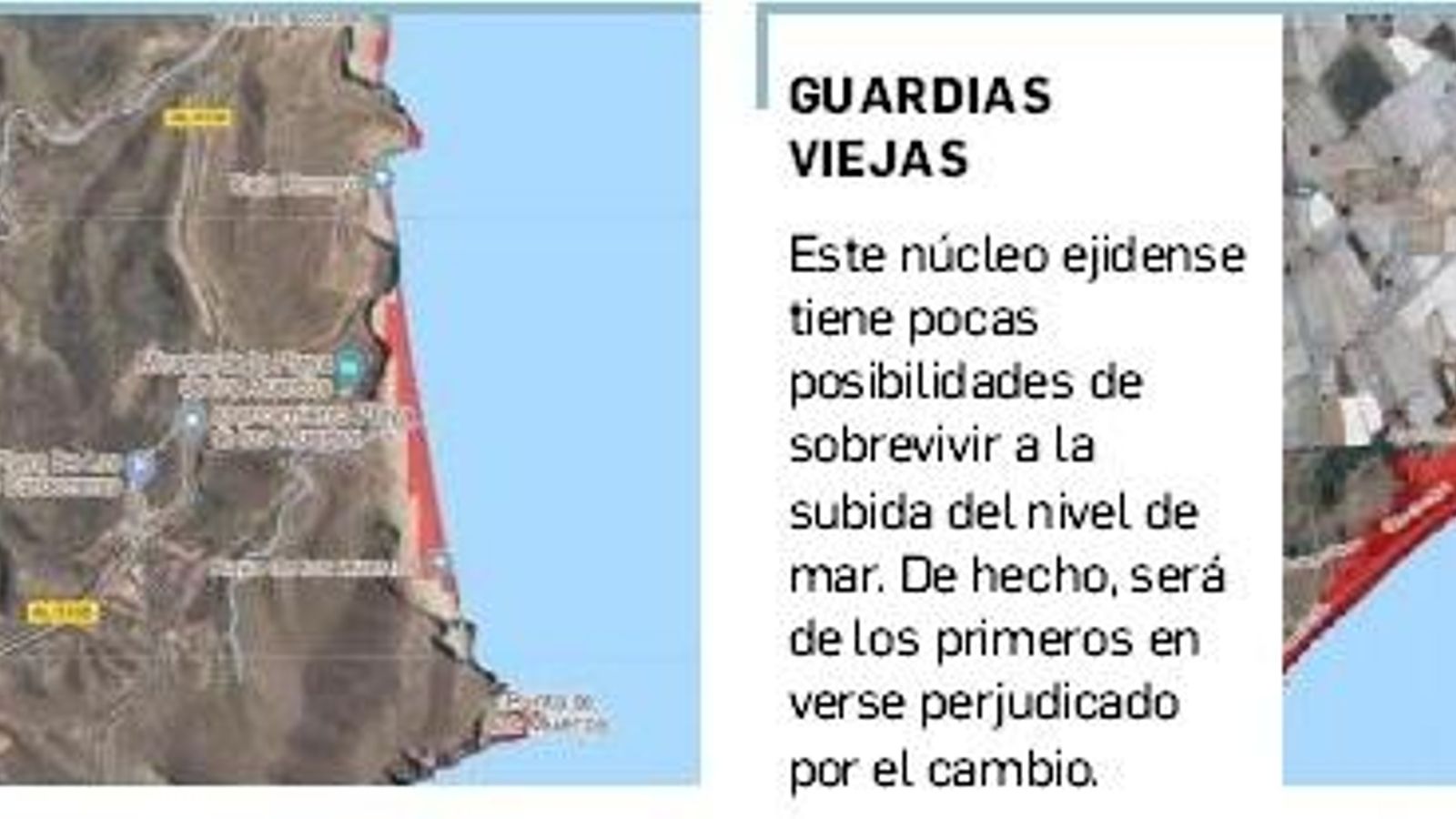 Zonas más afectadas por la subida del nivel del mar en Almería