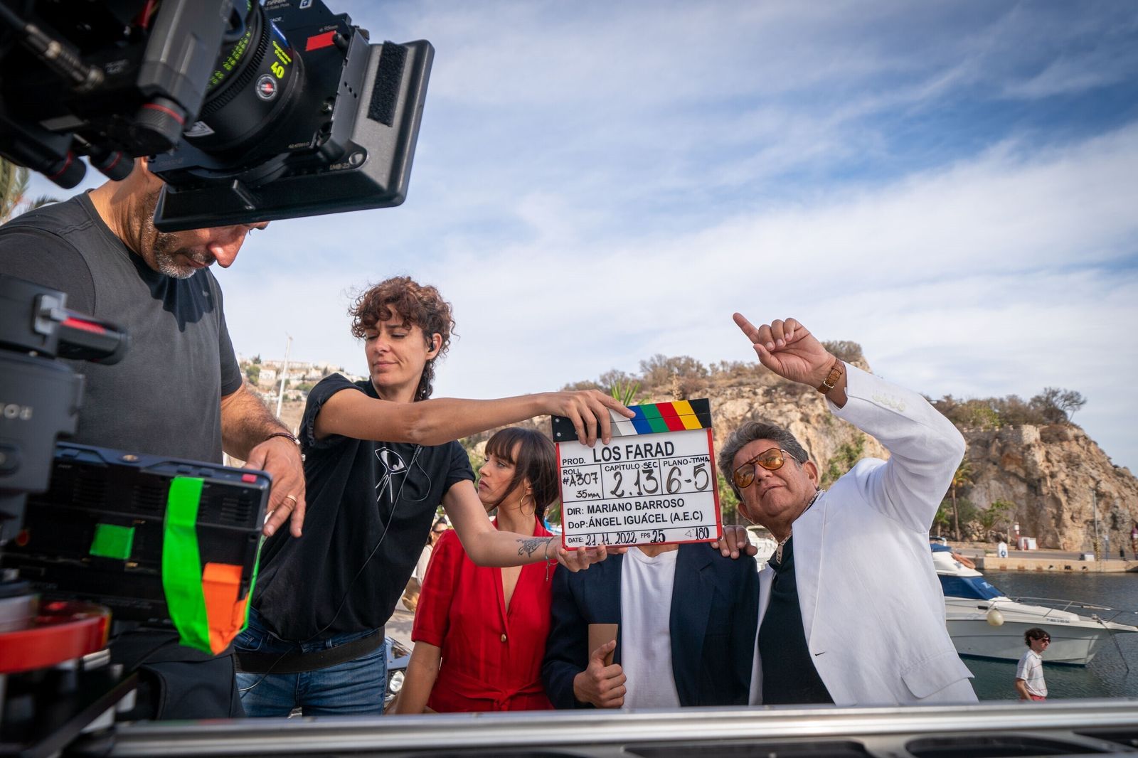 Imagen del rodaje de 'Los Farad', para Amazon, en la Costa de Granada.