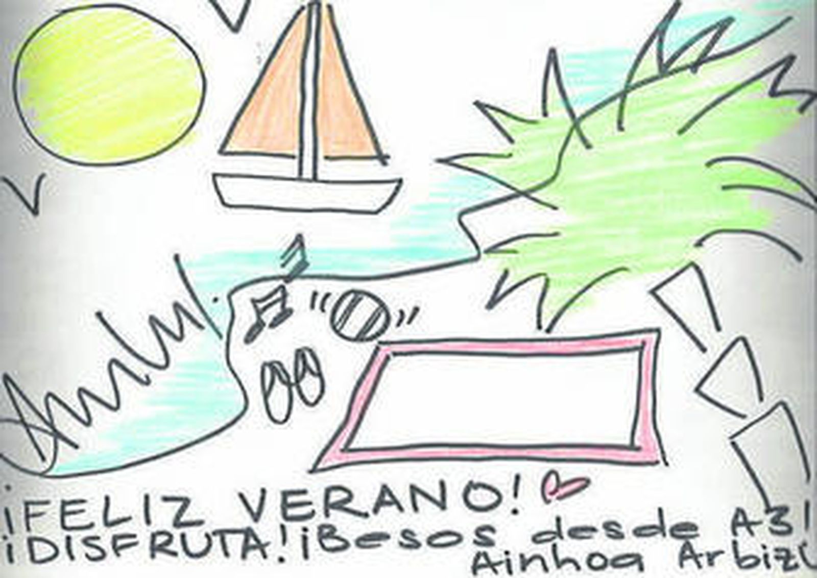 La presentadora realiza su dibujo en la redacción de Antena 3.