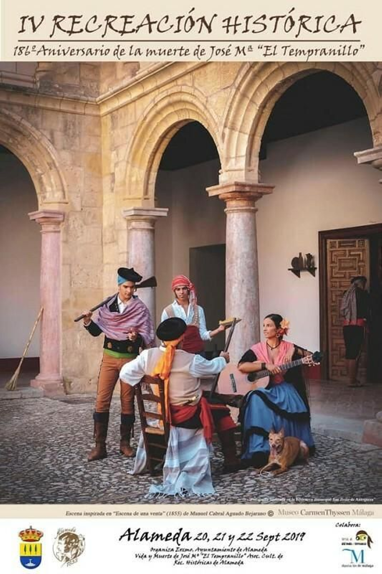 Cartel de la recreación histórica en Alameda.