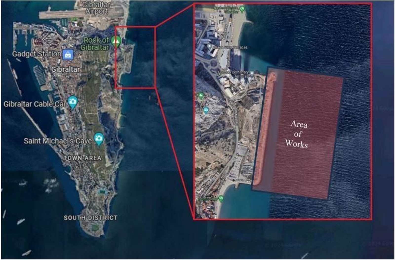 La zona de los trabajos