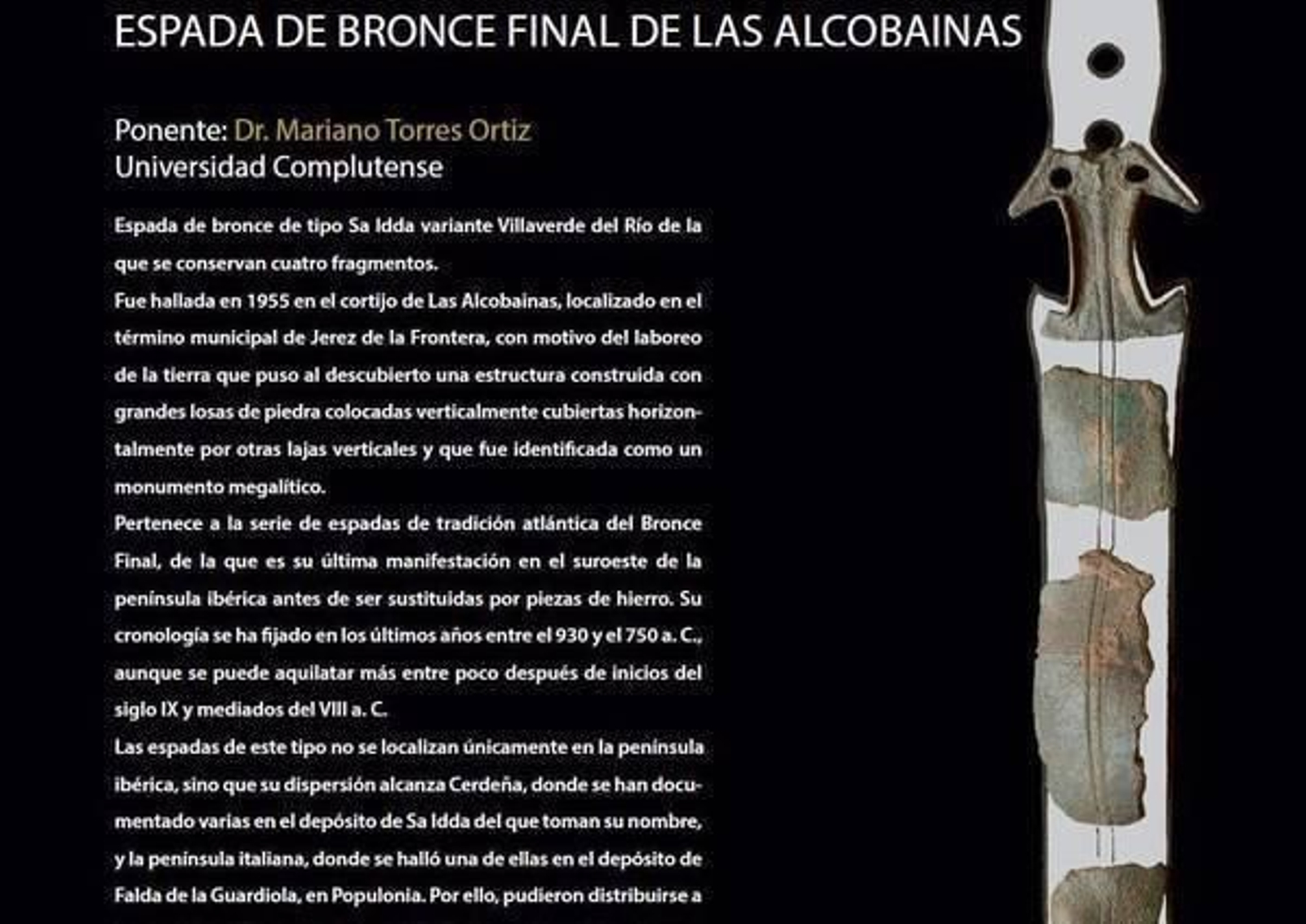 La espada de bronce de Las Alcobainas, 'Pieza   del mes' del Arqueológico