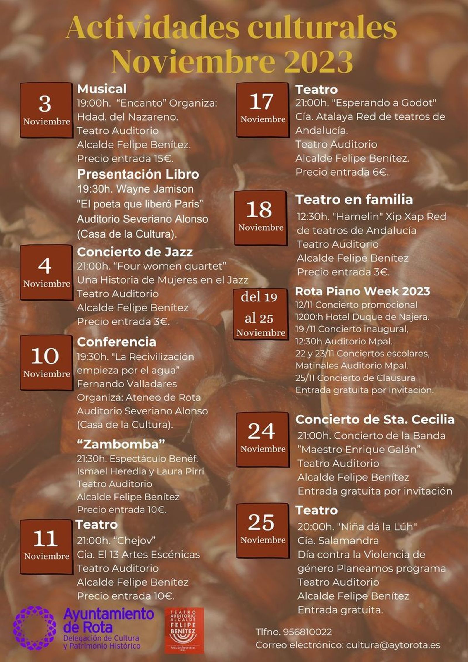 Agenda Cultural de noviembre en Rota.